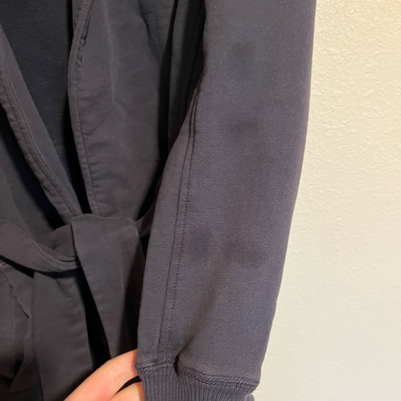 Standard James Perse Charcoal Gray Sherpa Collar Tie Front Cardigan M - Picture 10 of 10